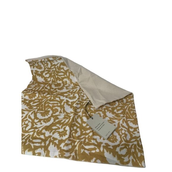 West Elm Batik Floral New 20" Square Pillow 100% Cotton Gold Canvas - Picture 2 of 6